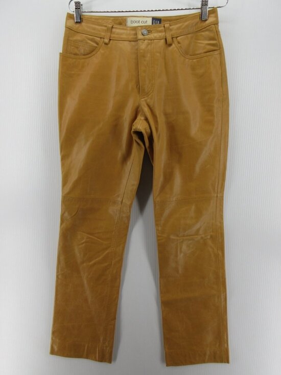 Gap Pants - VINTAGE Gap Pants 6 Camel Genuine Leather Bootcut Y2K Trousers *